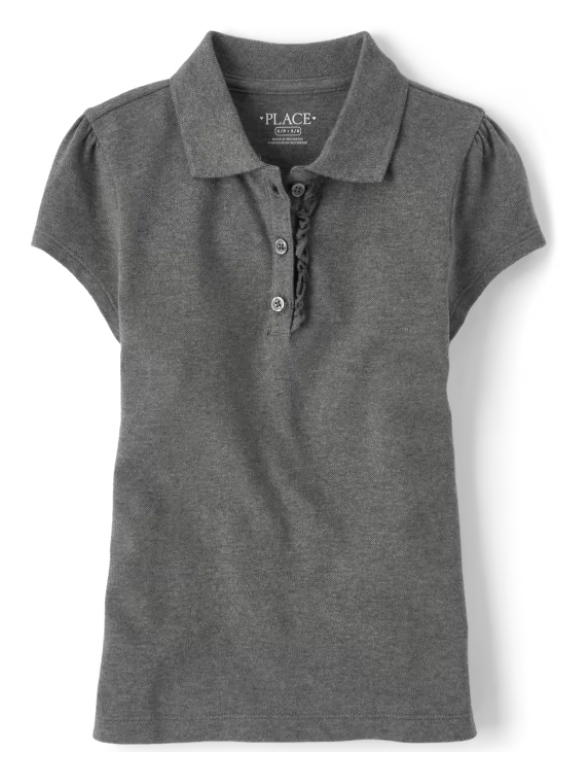 Girls Uniform Ruffle Pique Short Sleeve Polo