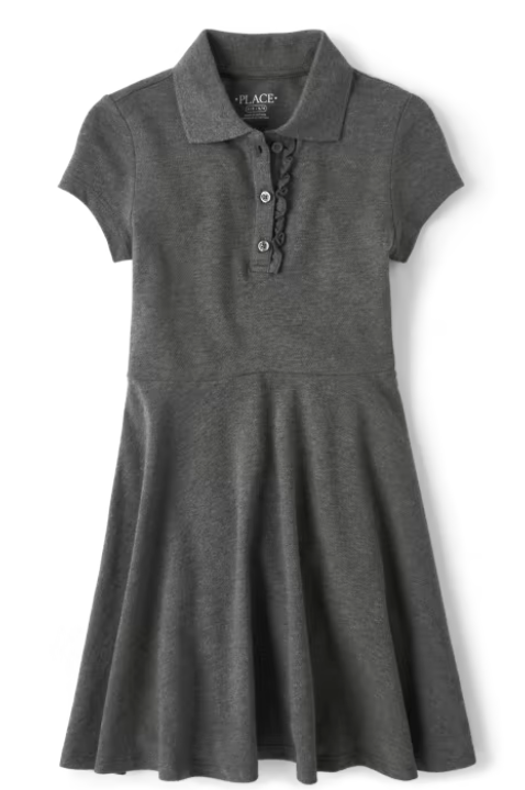 Girls Uniform Ruffle Pique Dress Polo